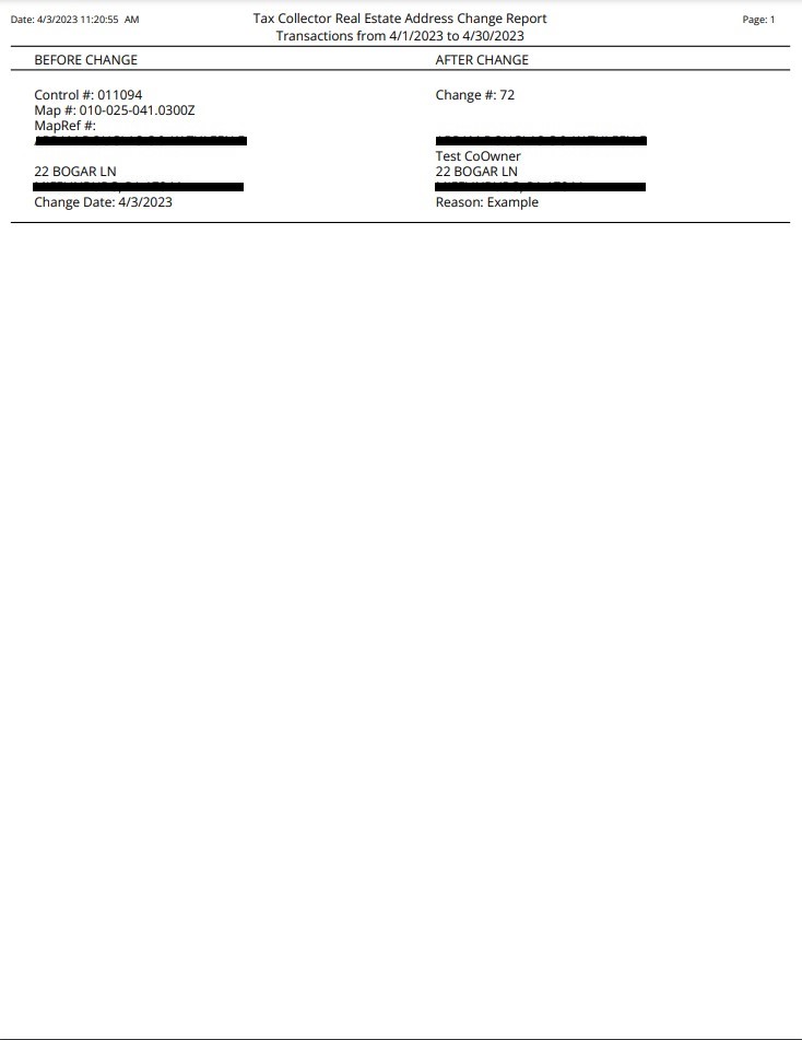 Address Change Report Example