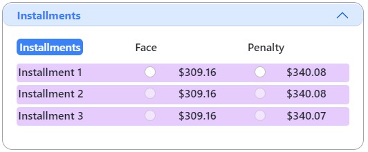 BillSelectedInstallmentShowing