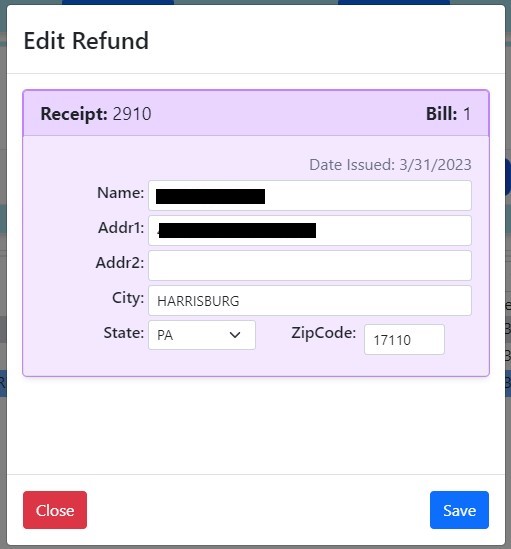 Edit Refund Modal