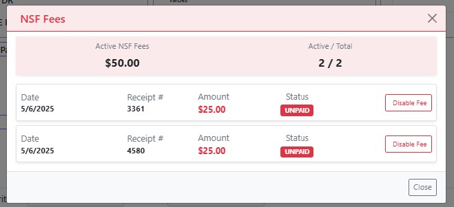 Manage Fees Dialog
