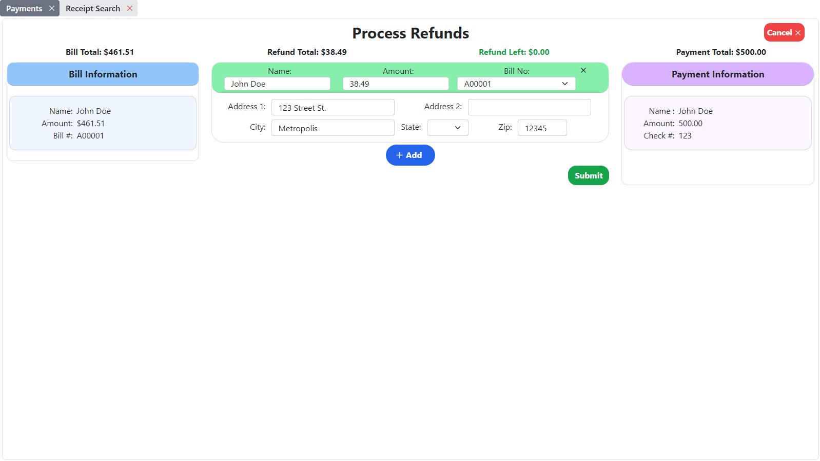 Refund page