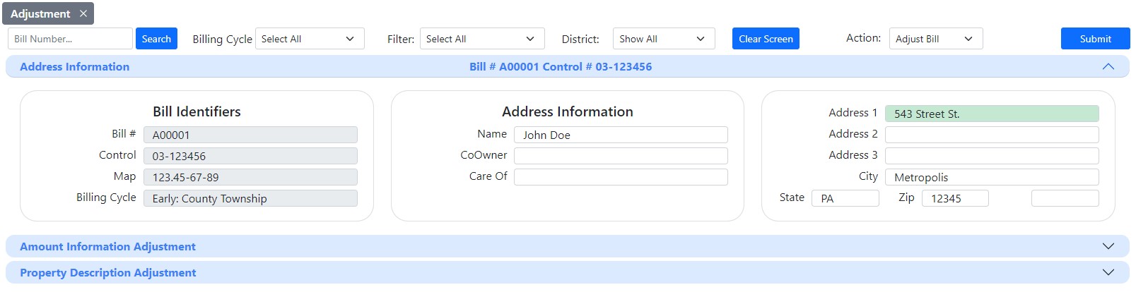 Updating Address 1 Line