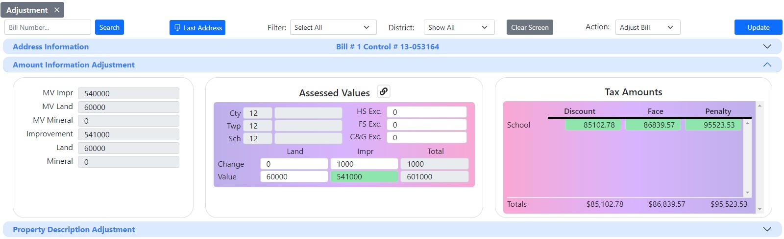 Updating Assessed Value