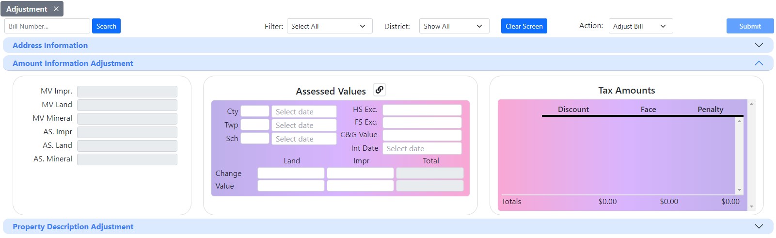 Amount Information Adjustment