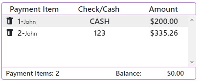 final multi payment item table