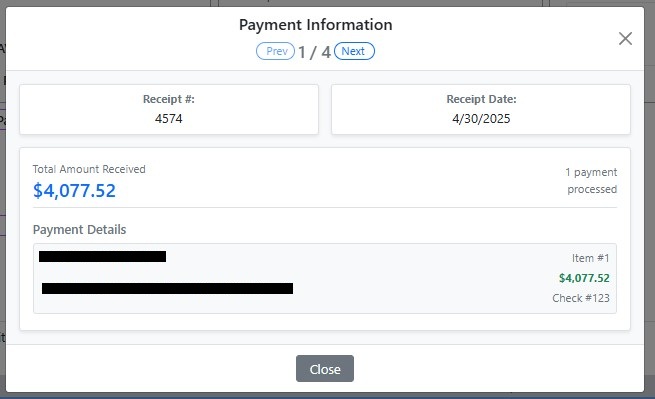 Payer Info Popup
