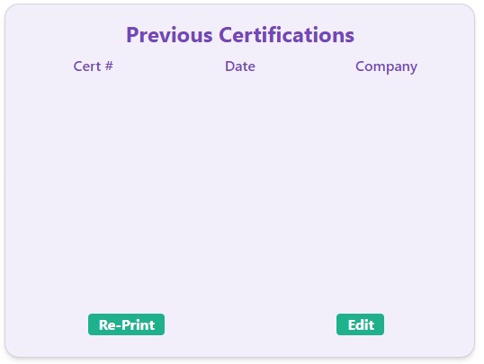 Previous Certifications