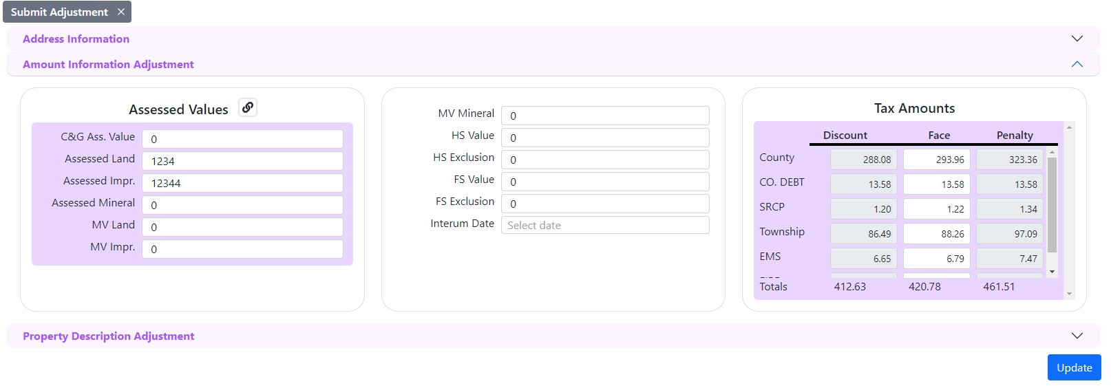 Submit Change Amount