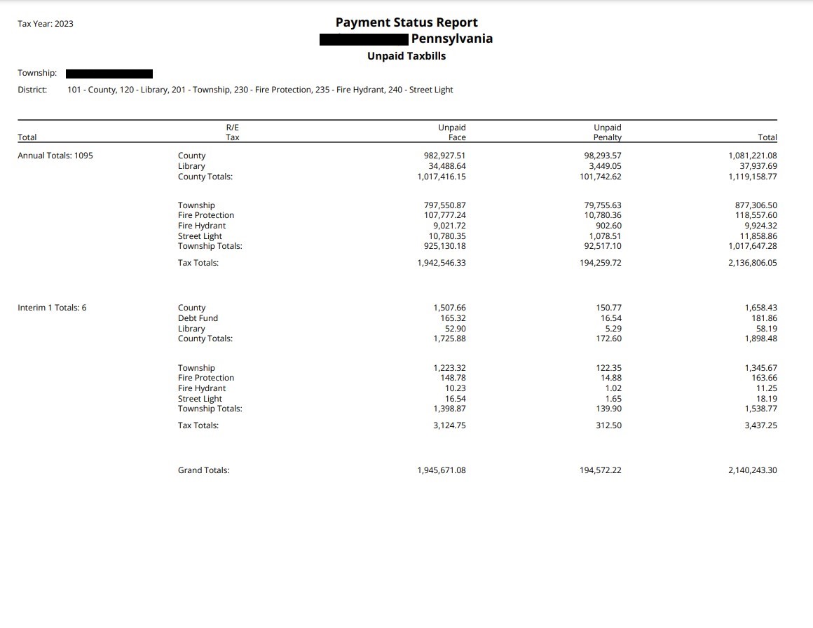 Unpaid Bills Report